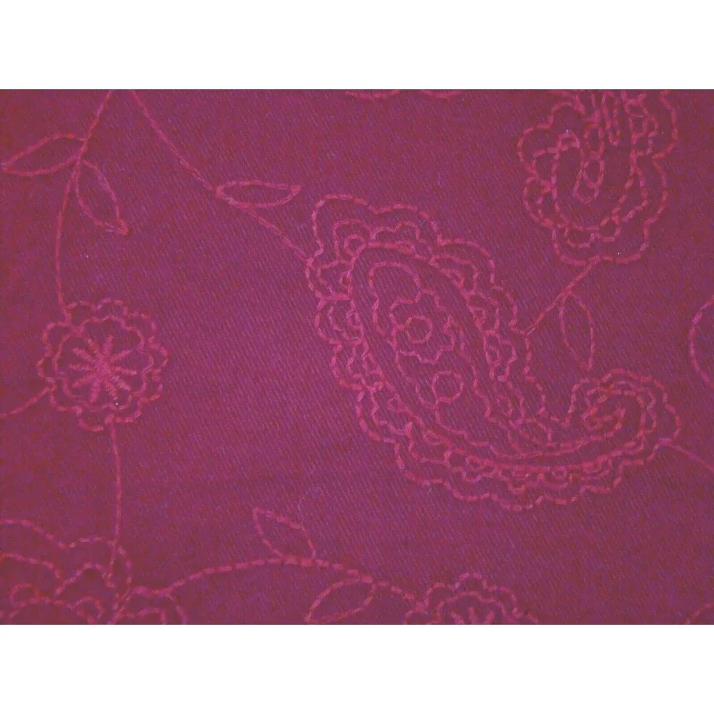 Maroon Burgundy Fabric Piece 18 x 44 in Machine Embroidered Paisley Fall Autumn